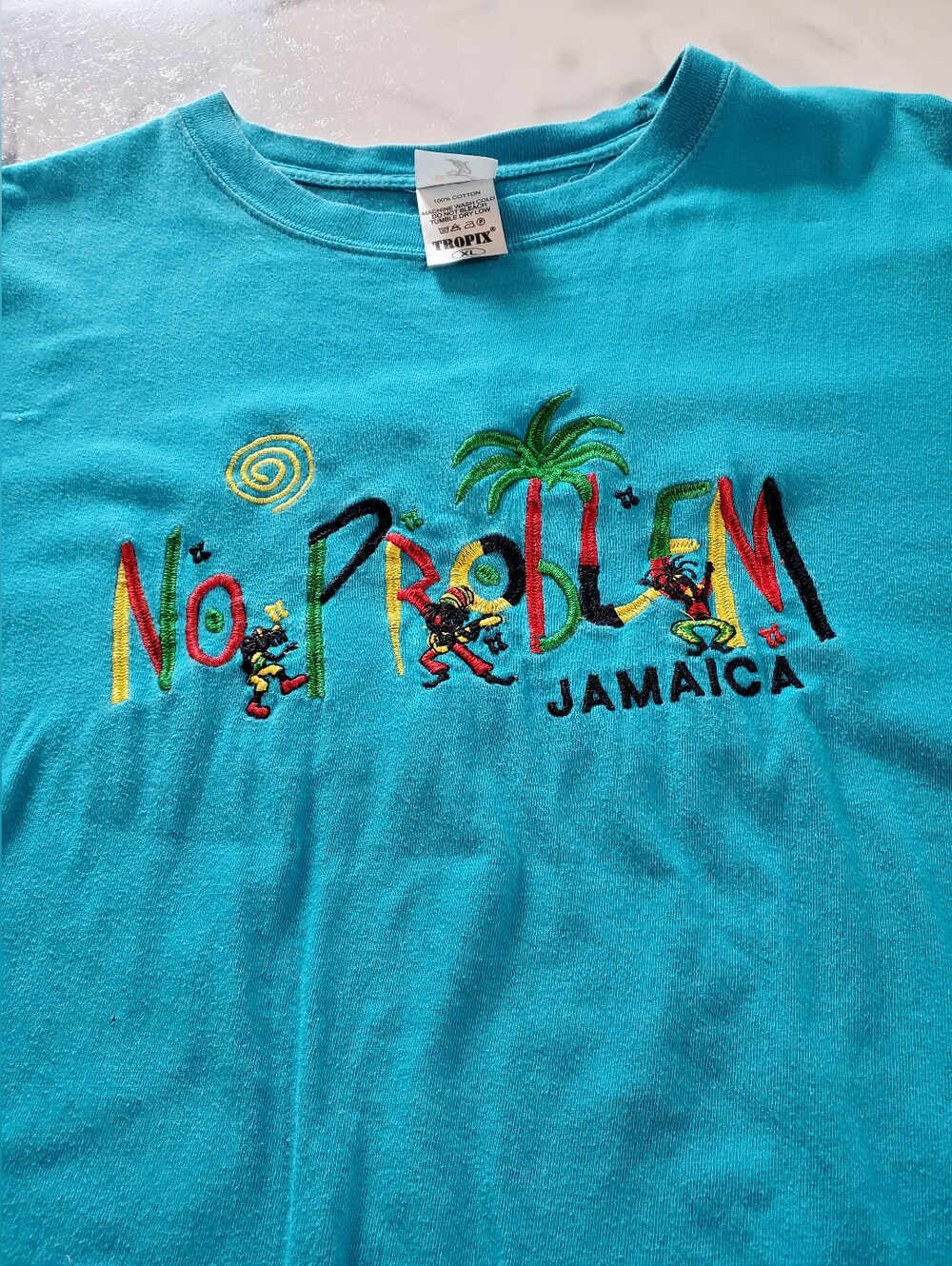 No Problem Jamaica Embroidered T-Shirt size XL - Picture 7 of 11